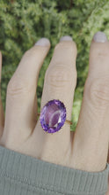 Load and play video in Gallery viewer, 6241 Vintage: 9ct Gold Large Lilac Amethyst Cocktail Ring
