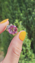 Cargar y reproducir el video en el visor de la galería, 1956: Vintage; 9ct Gold Barbie Pink Topaz Diamonds Cocktail Ring- Pink statement stone
