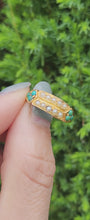 Load and play video in Gallery viewer, 0365: Vintage; 9ct Gold Turquoise Seed Pearls  Tiered Ring- From 1948
