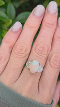 Load and play video in Gallery viewer, 2301 Vintage: 18ct Cabochon White Opal Natural Diamonds Cocktail Ring
