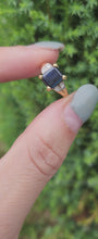 Load and play video in Gallery viewer, 6112: Vintage: 18ct Gold Emerald Cut Royal Blue Sapphire Diamonds Dress Ring- lovely symmetry
