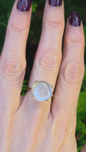 Load and play video in Gallery viewer, 1943: Vintage 9ct Gold Large Cabochon Cut Moonstone Ring

