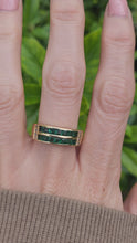 Load and play video in Gallery viewer, A5648: Vintage:18ct Gold Emeralds (1.25ct)  Diamonds Band- Old &amp; Heavy, Statement
