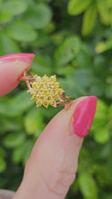 Load and play video in Gallery viewer, 0721: Vintage: 9ct Gold Amarillo Diamonds Flower Head Ring- 19 natural, sparkling diamonds
