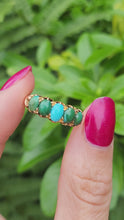 Load and play video in Gallery viewer, 1719: Vintage &amp; Old: 18ct Gold 5 Turquoises Half-Hoop Ring-Rare find
