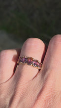 Load and play video in Gallery viewer, Vintage: 9ct Gold 5 Caribbean Topaz Diamonds Half-Hoop Dress Ring
