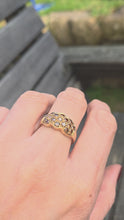 Load and play video in Gallery viewer, 6279 Vintage: 9ct Gold 17 Champagne Natural Diamonds Geometric Cluster Ring
