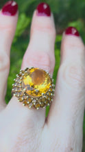 Load and play video in Gallery viewer, 2563: 9ct Gold 41 Vibrant Citrines Cocktail Cluster Ring
