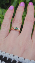 Load and play video in Gallery viewer, 0910: Vintage: 18ct Gold Art Deco Emerald Diamonds Stacker/Dress Ring- lovely symmetry
