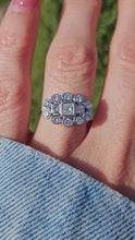 Load and play video in Gallery viewer, 1202: Vintage; 18ct White Gold Art Deco Style Diamonds Cluster Ring- high calibre, sparkling natural diamonds

