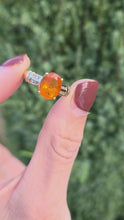 Load and play video in Gallery viewer, 2329: Vintage: 18ct Gold Fire Opal Diamonds Dress Ring-vibrant, vivid, sparkling
