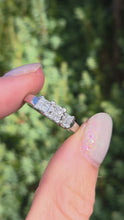 Load and play video in Gallery viewer, Vintage Platinum Square Set Natural Diamonds Trilogy Set Ring
