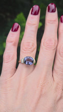 Load and play video in Gallery viewer, 5999: Vintage: 9ct Gold Oval Faceted Purple Amethyst Diamond Dress Ring
