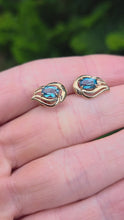 Load and play video in Gallery viewer, 2044 Vintage: 9ct Gold Swiss Blue Topaz Stud Earrings
