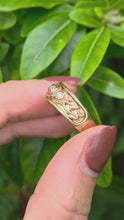 Load and play video in Gallery viewer, 2120: Vintage &amp; Heavy 9ct Gold Round Cut Diamond Trilogy Clogau Style- Statement
