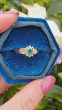 Load and play video in Gallery viewer, 7134:Vintage &amp; Old: 18ct Mixed Gold Emerald 12 Diamonds Dress Ring- Rare example
