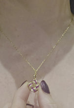 Load and play video in Gallery viewer, 2685- Vintage:9ct Gold Rubies Lovers Knot Pendant &amp; Necklace (44cm)-Lovely
