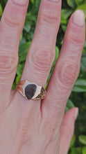 Load and play video in Gallery viewer, 1276:Vintage: 9ct Gold Shield Signet Ring- Date-Mark 1967 - almost 60 years
