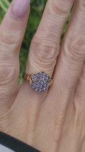 Load and play video in Gallery viewer, 8241: Vintage; 9ct Gold 24 Blue Tanzanites Openwork Set Cocktail Ring
