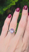 Load and play video in Gallery viewer, 2456 Vintage: 9ct White Gold Pear-Cut Lilac Amethyst Ring
