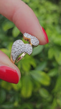Load and play video in Gallery viewer, 1284: Vintage: 9ct Gold Diamonds Dramatic Pave Set Cocktail Ring- sparkling beauty
