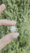 Load and play video in Gallery viewer, 2245 Vintage Silver Two Opals (5.6ct) 76 Natural Diamonds (0.77ct) Stud Earrings
