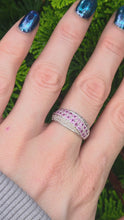 Load and play video in Gallery viewer, 2234 Vintage; 9ct White Gold Pin Sapphires Diamonds Dress ring- Thrilling
