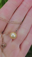 Load and play video in Gallery viewer, 0854: Vintage: Rare; 9ct Gold Necklace (40cm( Golden Cultured Pearl Pendant- lovely combination
