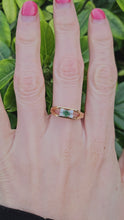 Load and play video in Gallery viewer, 0927:Vintage: Geometric Set 18ct Gold Emerald Diamonds Dress Ring- Date- Mark 1970
