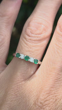 Cargar y reproducir el video en el visor de la galería, 2016: Vintage; 9ct White Gold Emeralds Diamonds Half-Eternity/Stacker Ring- Delightful
