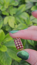 Load and play video in Gallery viewer, 0423: Vintage: 14ct 15 Red Garnets Signet Ring- Lovely symmetry
