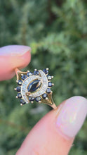 Load and play video in Gallery viewer, Vintage: 9ct Gold French Blue Sapphires Natural Diamonds Cluster Ring
