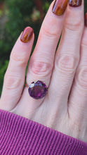 Load and play video in Gallery viewer, 6317 Vintage: 9ct Rose Gold Round Cut Purple Sapphire Solitaire Ring
