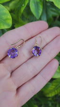 Load and play video in Gallery viewer, 0228: Vintage: 9ct Gold Round Cut Lilac Amethyst Earrings -Lovely cut and colours
