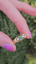 Load and play video in Gallery viewer, 0910: Vintage: 18ct Gold Art Deco Emerald Diamonds Stacker/Dress Ring- lovely symmetry
