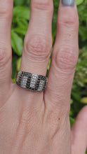 Load and play video in Gallery viewer, 1736: Vintage: 9ct Gold Black &amp; White Diamonds Greek Key Ring- 72 natural sparkling diamonds
