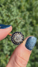 Load and play video in Gallery viewer, 2324: Vintage: 18ct Gold Blue Sapphires Diamonds Target Ring- From 1974
