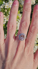 Cargar y reproducir el video en el visor de la galería, 1733: Vintage: 14ct Gold Pink Morganite 70 Diamonds Cocktail Ring- simply gorgeous
