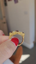 Load and play video in Gallery viewer, 1713: Vintage: 18ct Gold Rubies Diamonds Ring- From London 1978
