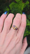 Load and play video in Gallery viewer, 2697: Vintage 18ct Gold Almandine Garnets Cultured Pearls Bypass Ring
