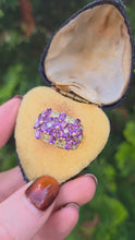 Load and play video in Gallery viewer, 6253 Vintage:  14ct Gold Amethysts, Peridots, Diamond&#39;s Cluster Cocktail Ring- Suffragette Colours
