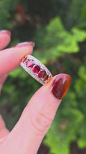 Load and play video in Gallery viewer, 2225 Vintage: 9ct Gold Garnets Natural Diamonds Tiered Dress ring
