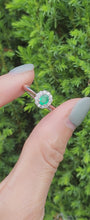 Load and play video in Gallery viewer, 0437: Vintage: 18ct White Gold Emerald 12 Diamonds Ring- crisp, clean eye candy,
