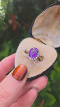 Load and play video in Gallery viewer, 6284 Vintage: 18ct Gold Vibrant Lilac Amethyst 16 Diamonds Dress Ring
