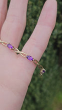 Load and play video in Gallery viewer, 1220: Vintage: 9ct Gold Amethysts Link Bracelet- tastefully understated
