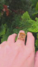 Load and play video in Gallery viewer, 2430 Vintage: Rare 9ct Gold Large Square Cut Yellow Citrine (12ct) Statement Ring
