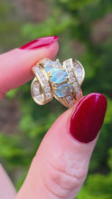 Load and play video in Gallery viewer, 2712- Vintage: 18ct Gold Blue Aquamarines Baguette Diamonds Cocktail Ring- Wow
