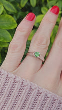 Load and play video in Gallery viewer, 1320: Vintage: 9ct White Gold Demantoid Garnet Solitaire Ring- superb
