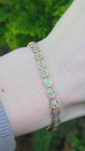Load and play video in Gallery viewer, 0623: Vintage 9ct Gold Blue &amp; Green Topaz Link Bracelet
