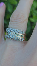Load and play video in Gallery viewer, 1281: Vintage: Statement 9ct Gold 65 Diamonds Green Amethyst Ring- wonderful
